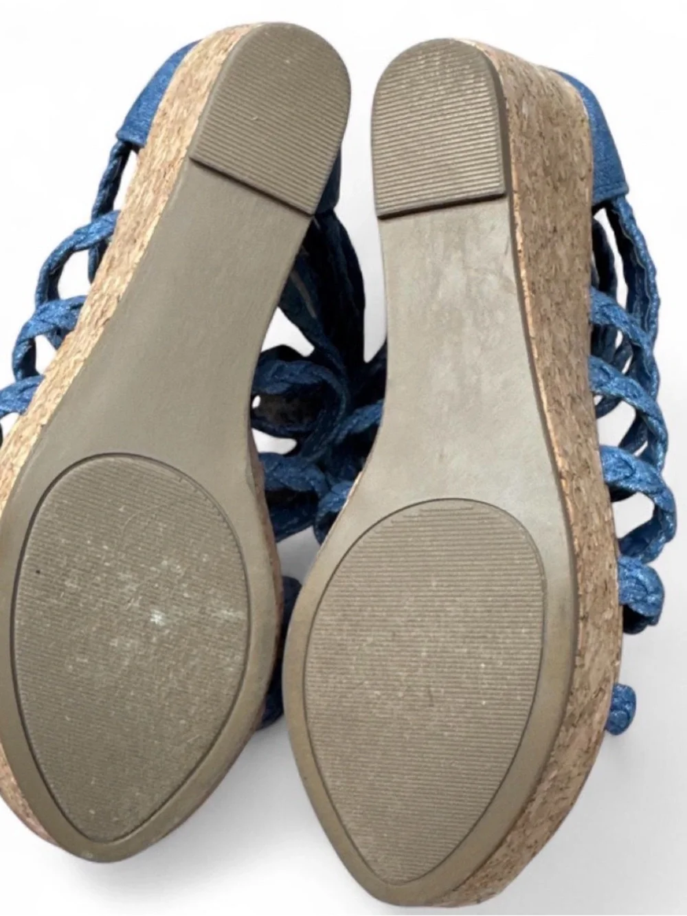 Sugar Blue Braided Cork Wedge Sandals